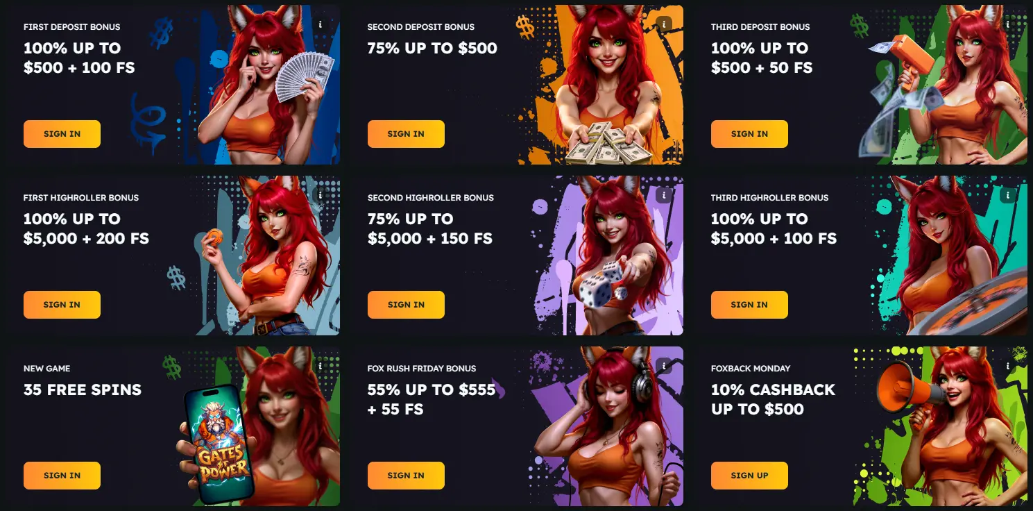 FoxSlots bonuses