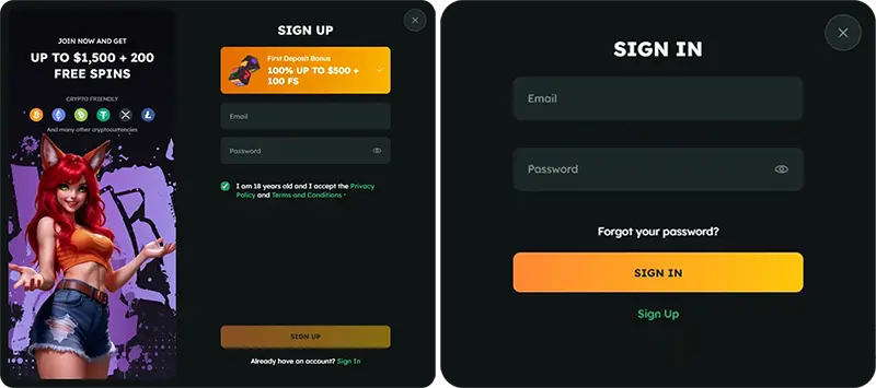 Registration and FoxSlots Casino Login